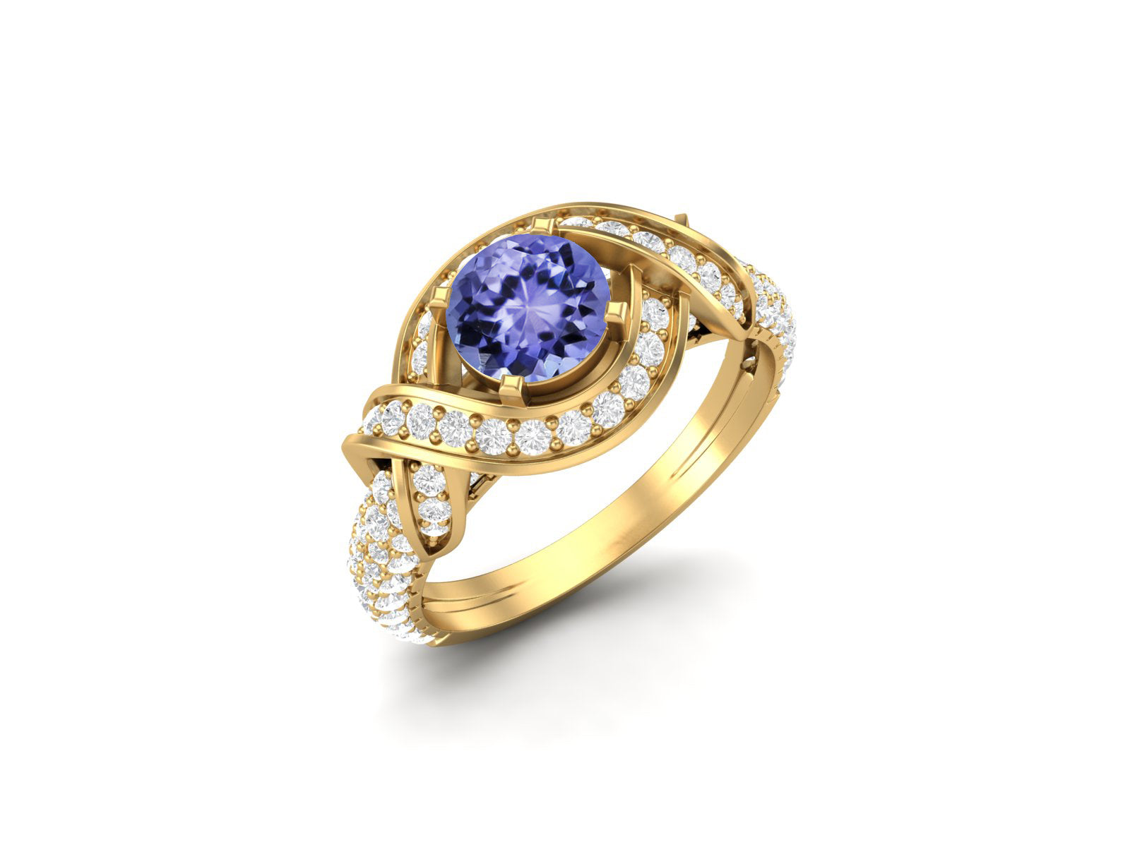 Anello di fidanzamento con tanzanite di forma rotonda, anello nuziale in argento sterling 925
