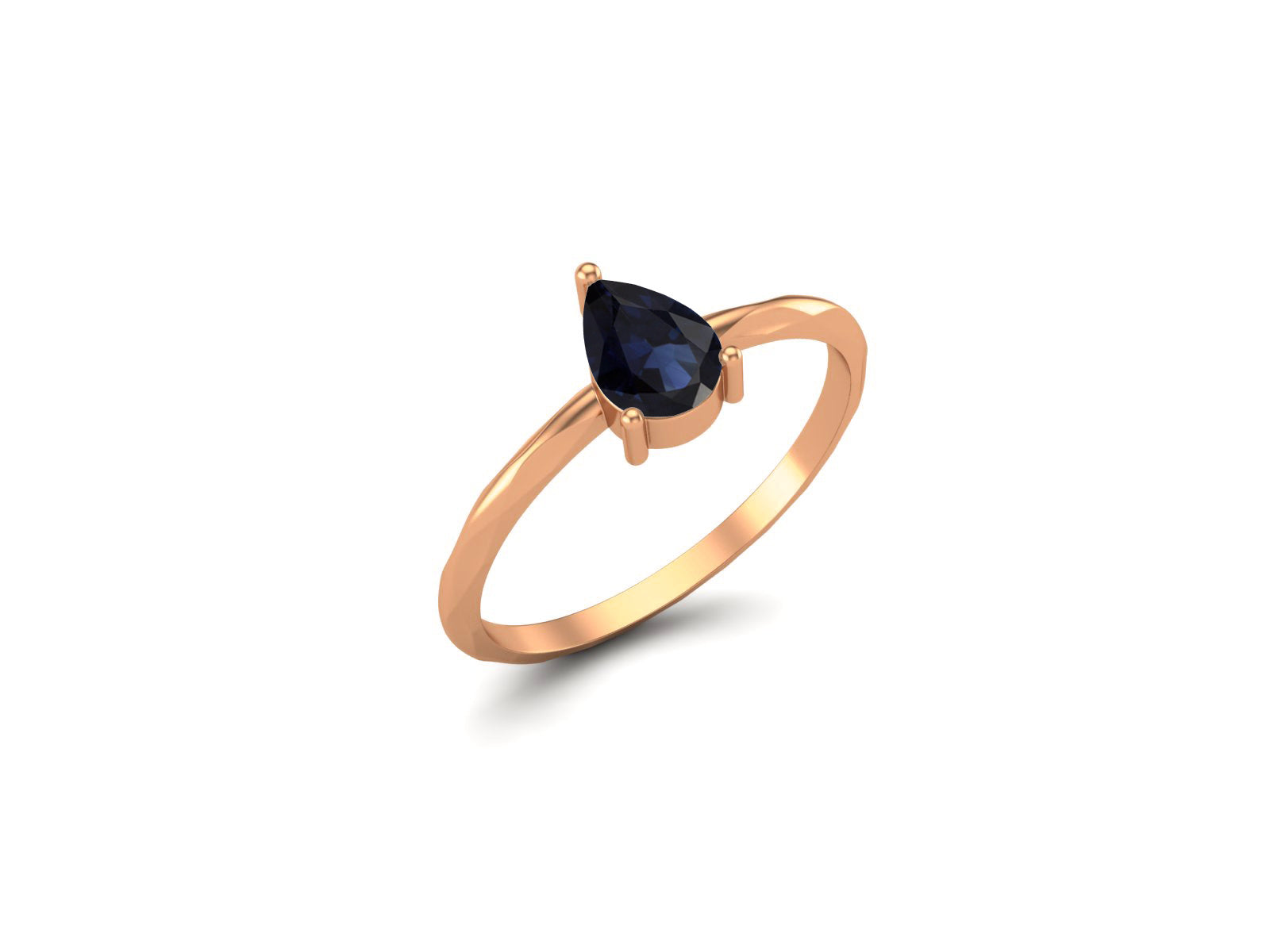 Blue Sapphire Minimalist Solitaire Ring – Sterling Silver