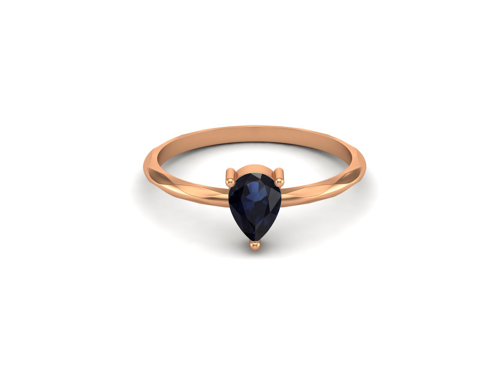 Blue Sapphire Minimalist Solitaire Ring – Sterling Silver