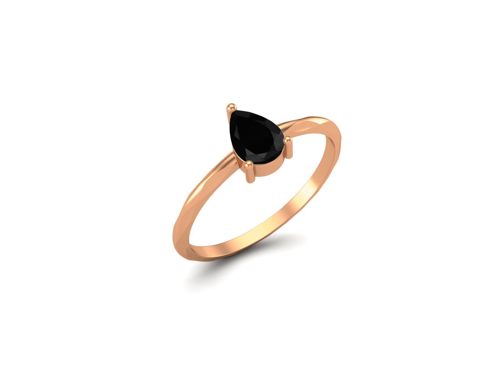 Black Spinel Minimalist Solitaire Ring - Sterling Silver