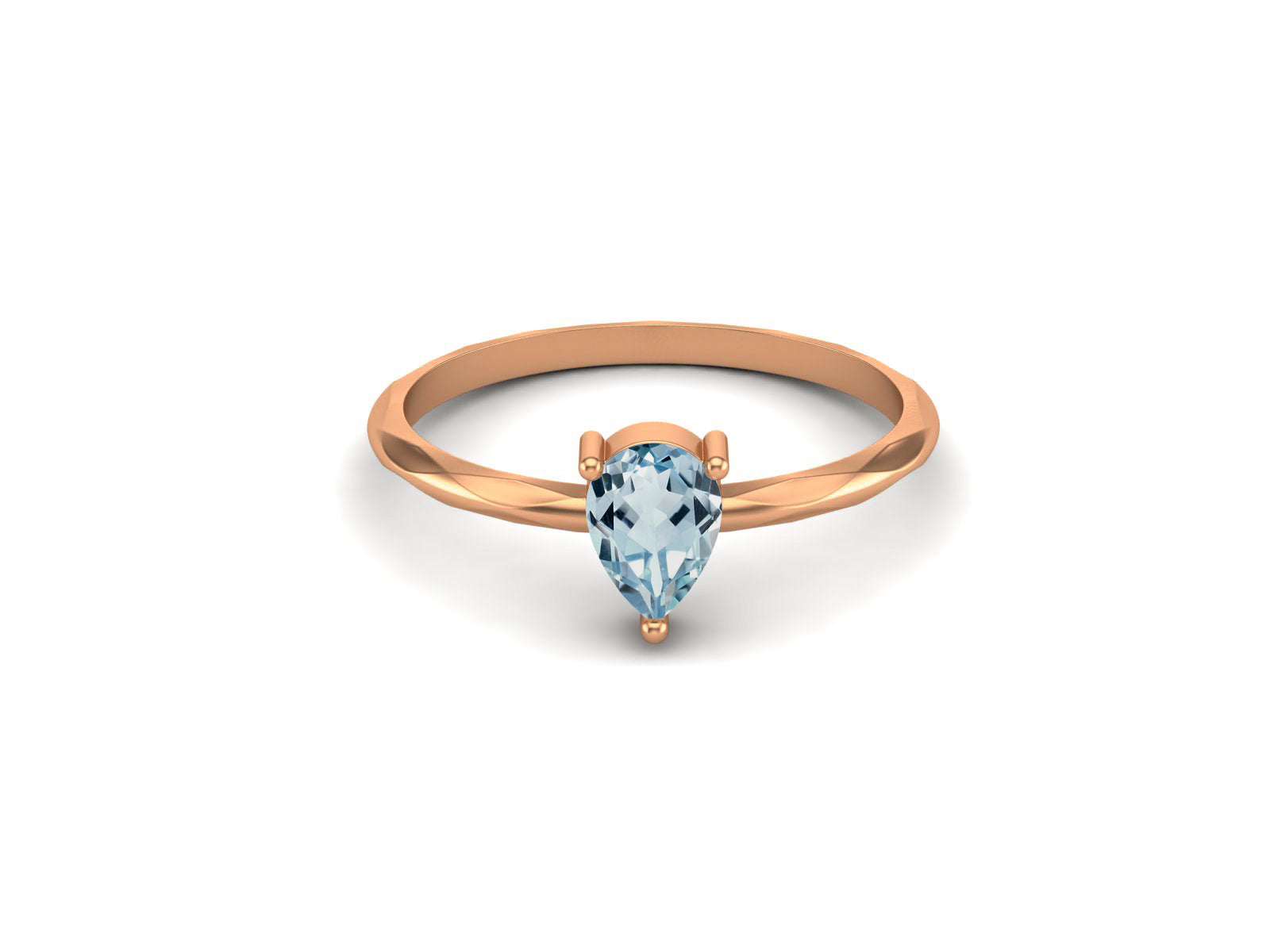 Blue Topaz Minimalist Solitaire Ring - Sterling Silver