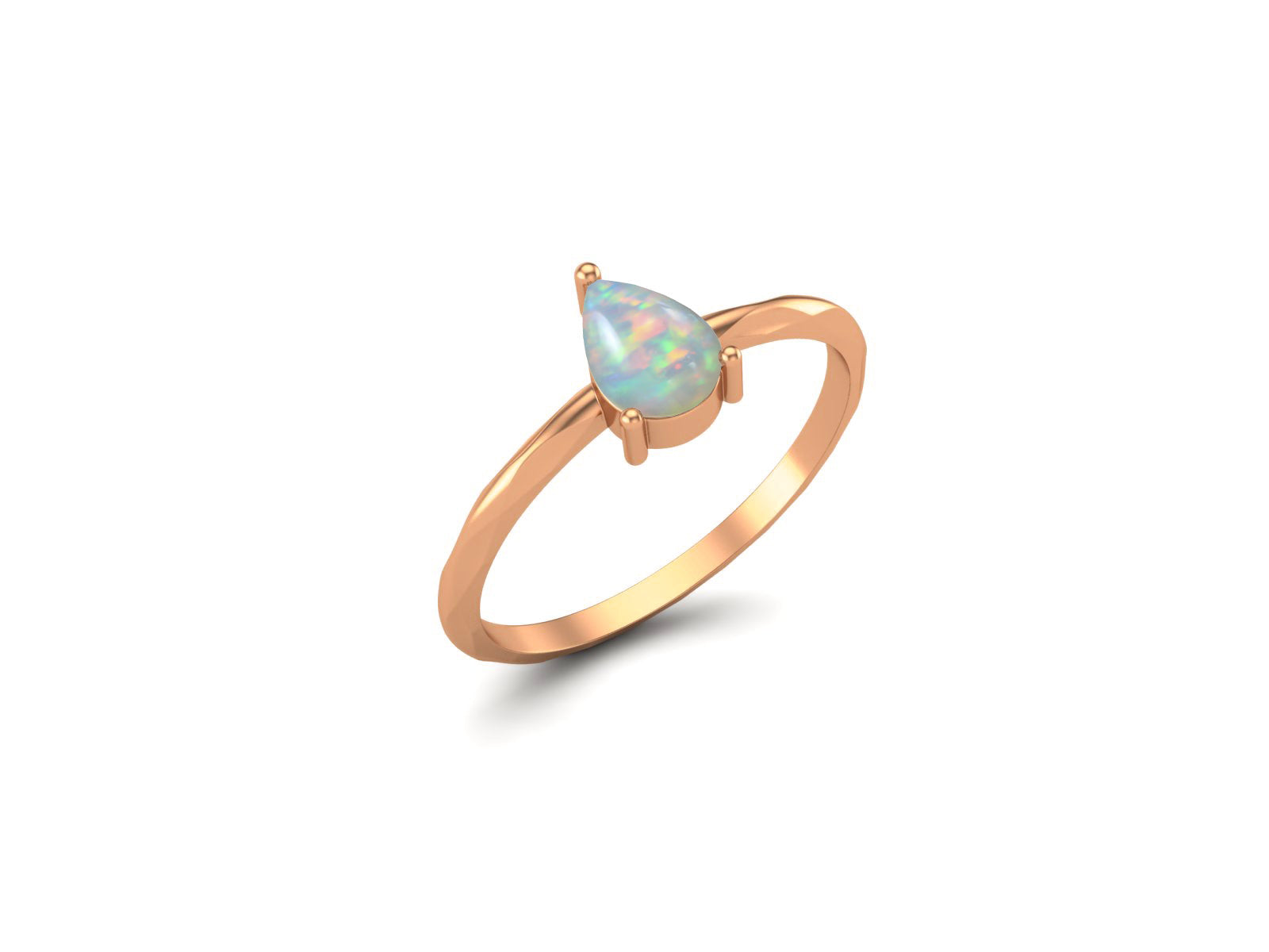 Opal Minimalist Solitaire Ring - Sterling Silver