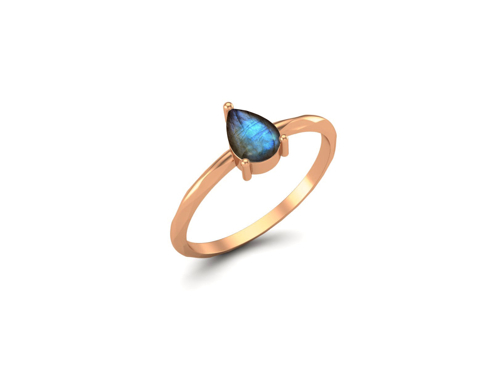 Labradorite Minimalist Solitaire Ring - Sterling Silver