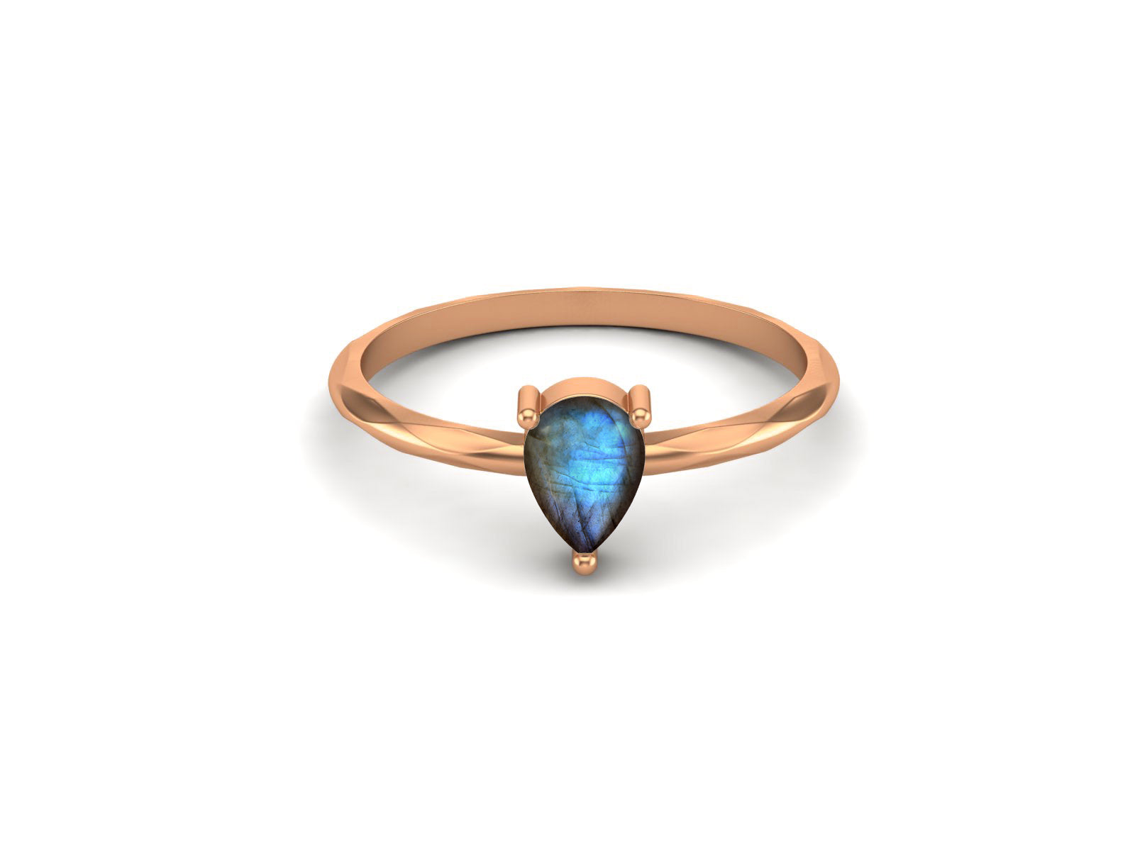 Labradorite Minimalist Solitaire Ring - Sterling Silver