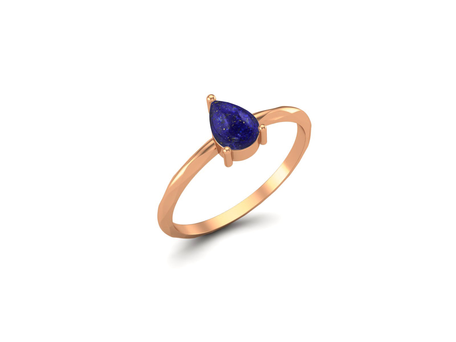 Lapis Lazuli Minimalist Solitaire Ring - Sterling Silver