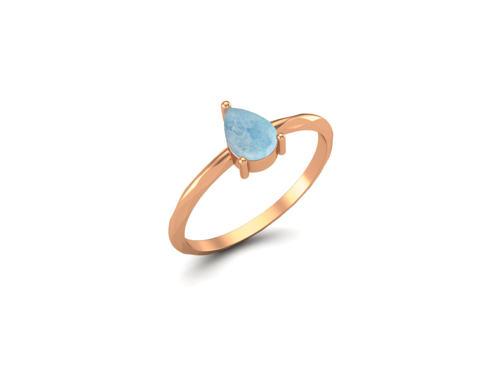 Larimar Minimalist Solitaire Ring - Sterling Silver