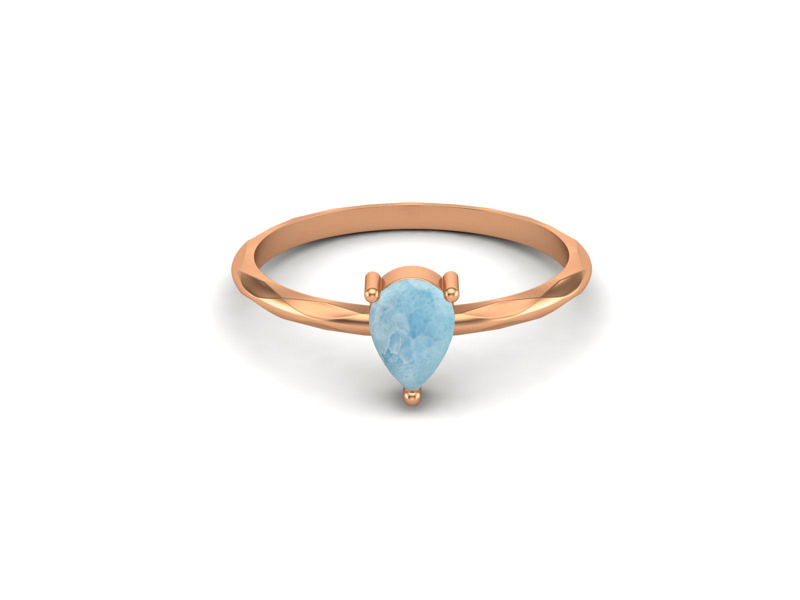 Larimar Minimalist Solitaire Ring - Sterling Silver