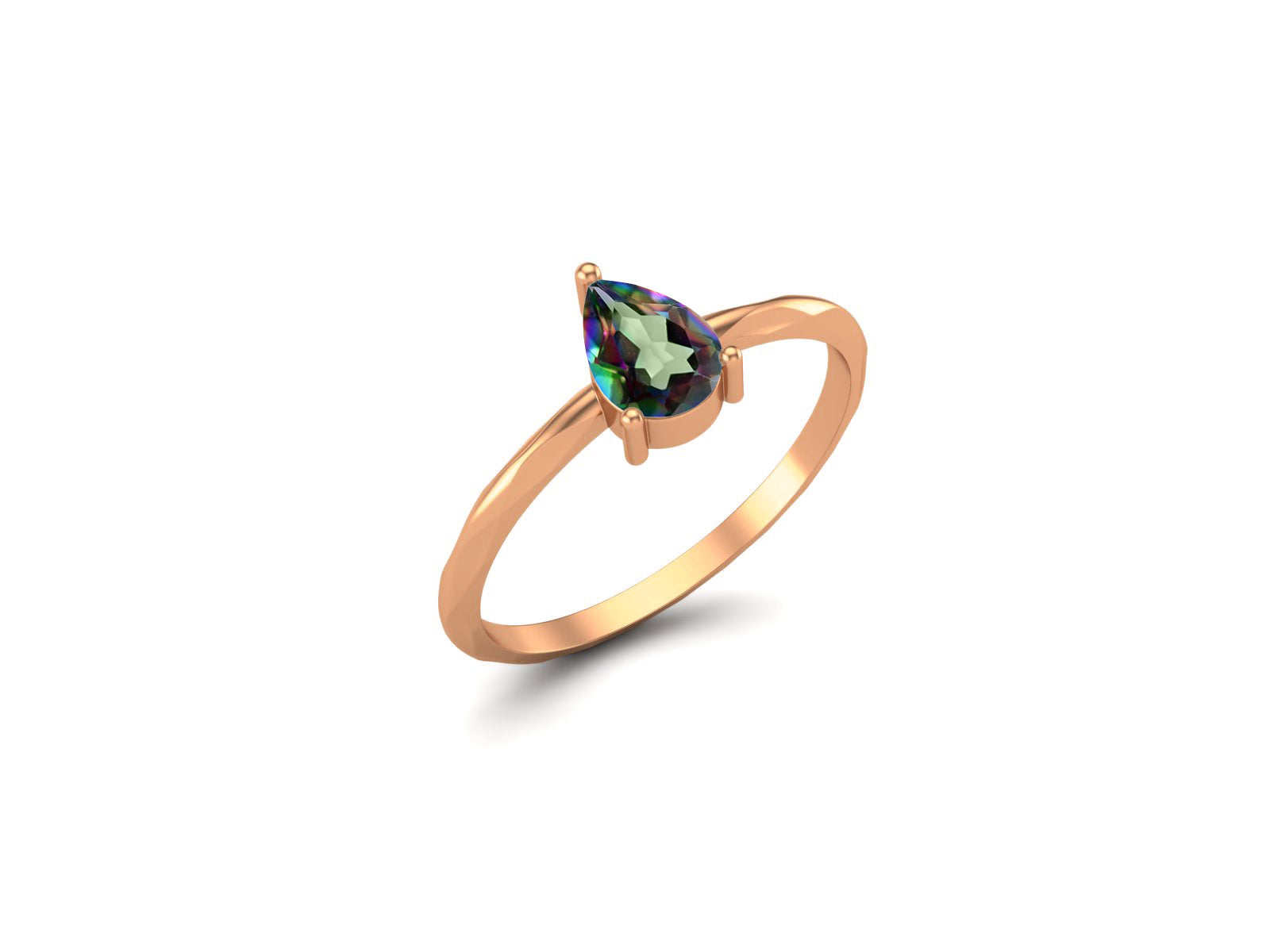 Mystic Topaz Minimalist Solitaire Ring - Sterling Silver