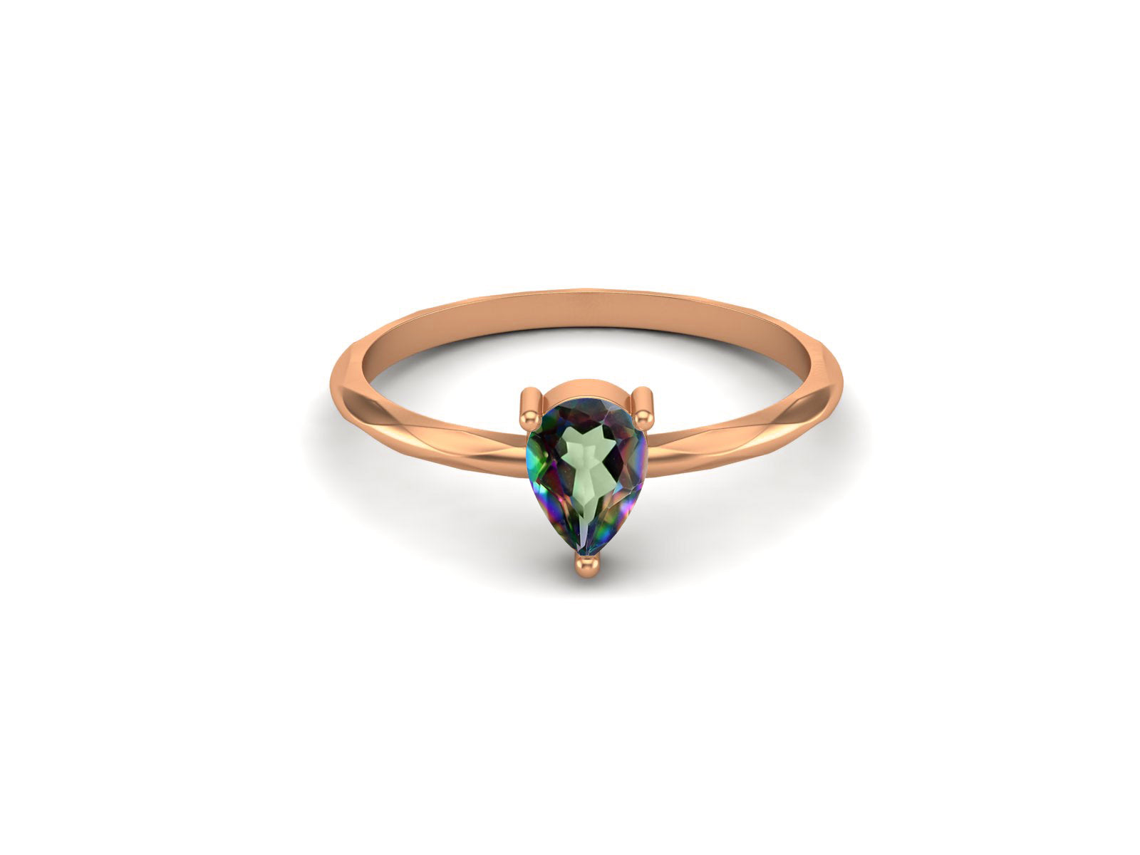 Mystic Topaz Minimalist Solitaire Ring - Sterling Silver