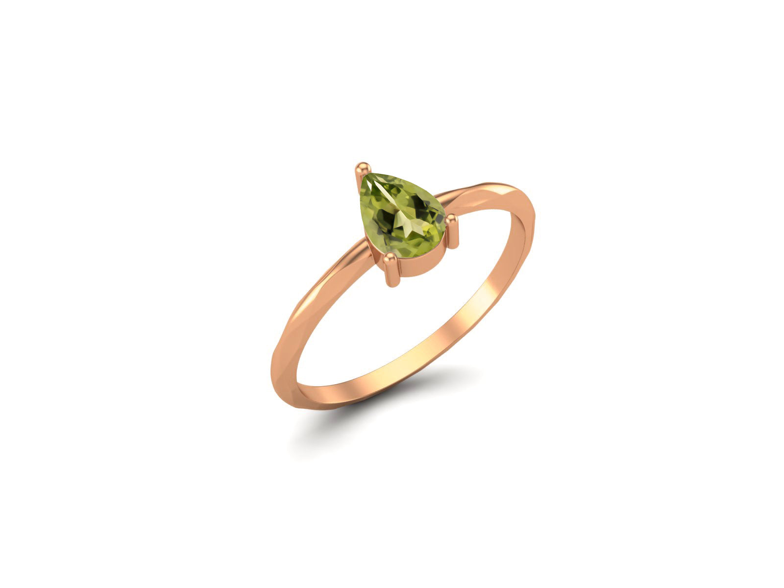 Peridot Minimalist Solitaire Ring - Sterling Silver