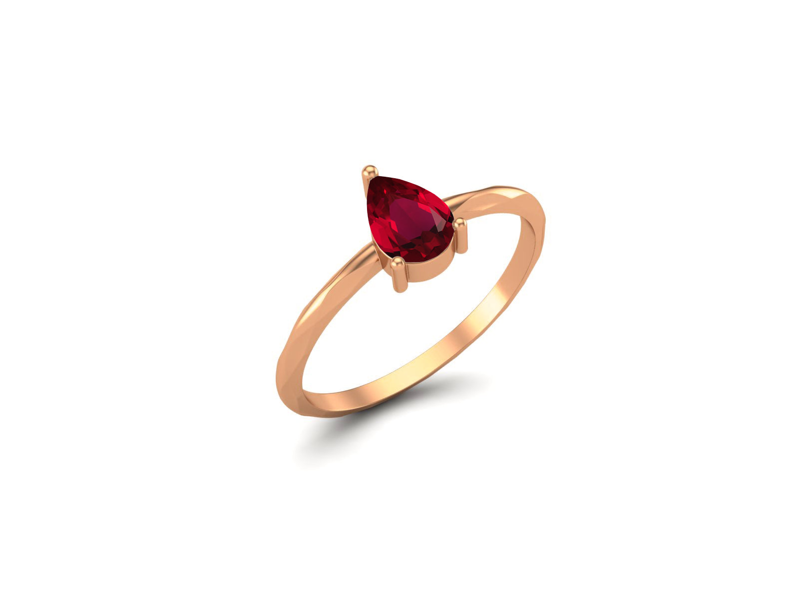 Ruby Pear-Shaped Twisted Band Ring - Sterling Silver
