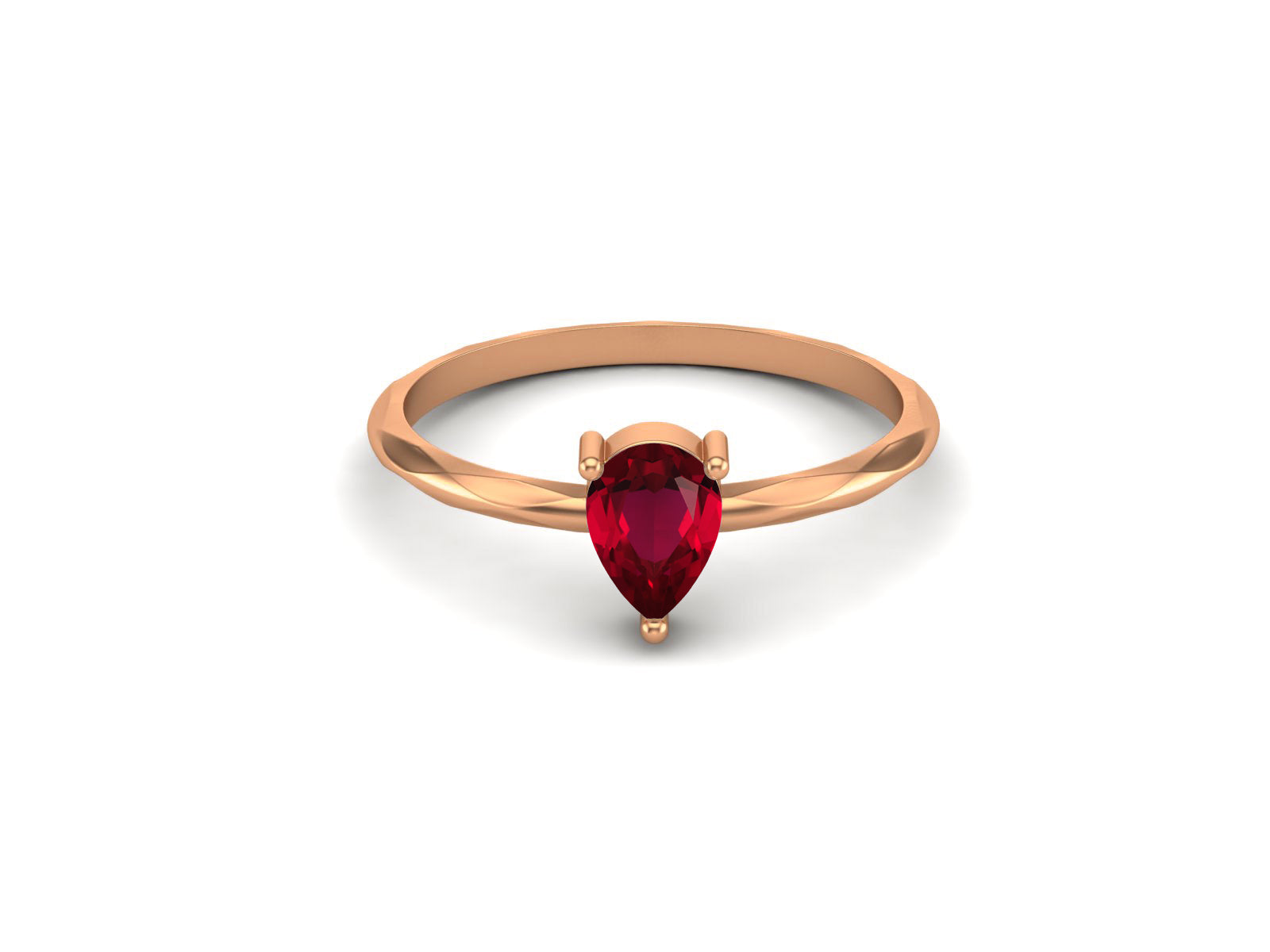 Ruby Pear-Shaped Twisted Band Ring - Sterling Silver