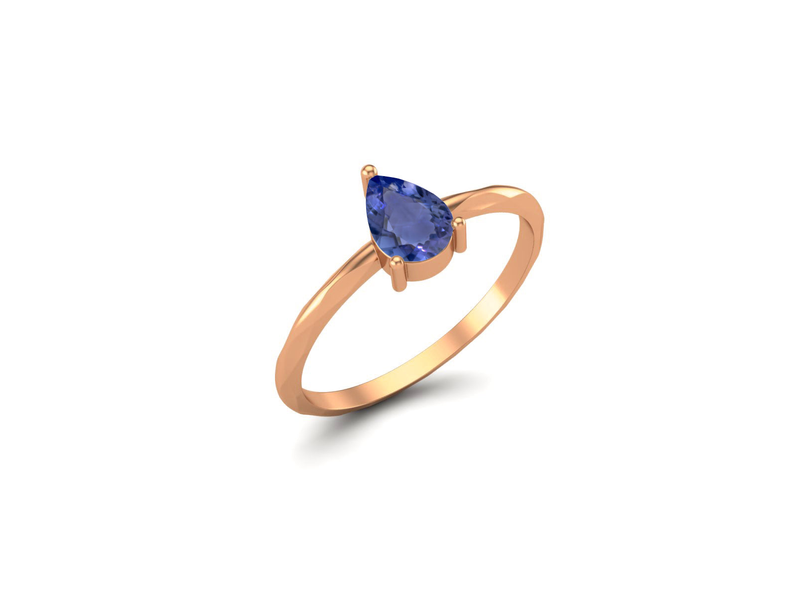 Tanzanite Minimalist Solitaire Ring - Sterling Silver