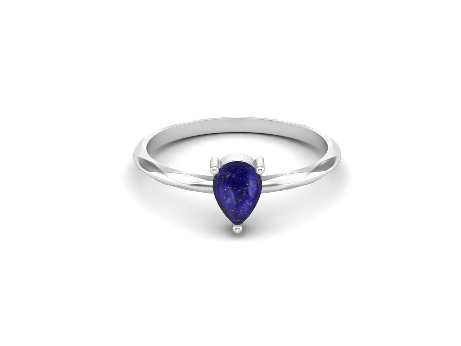 Lapis Lazuli Minimalist Solitaire Ring - Sterling Silver