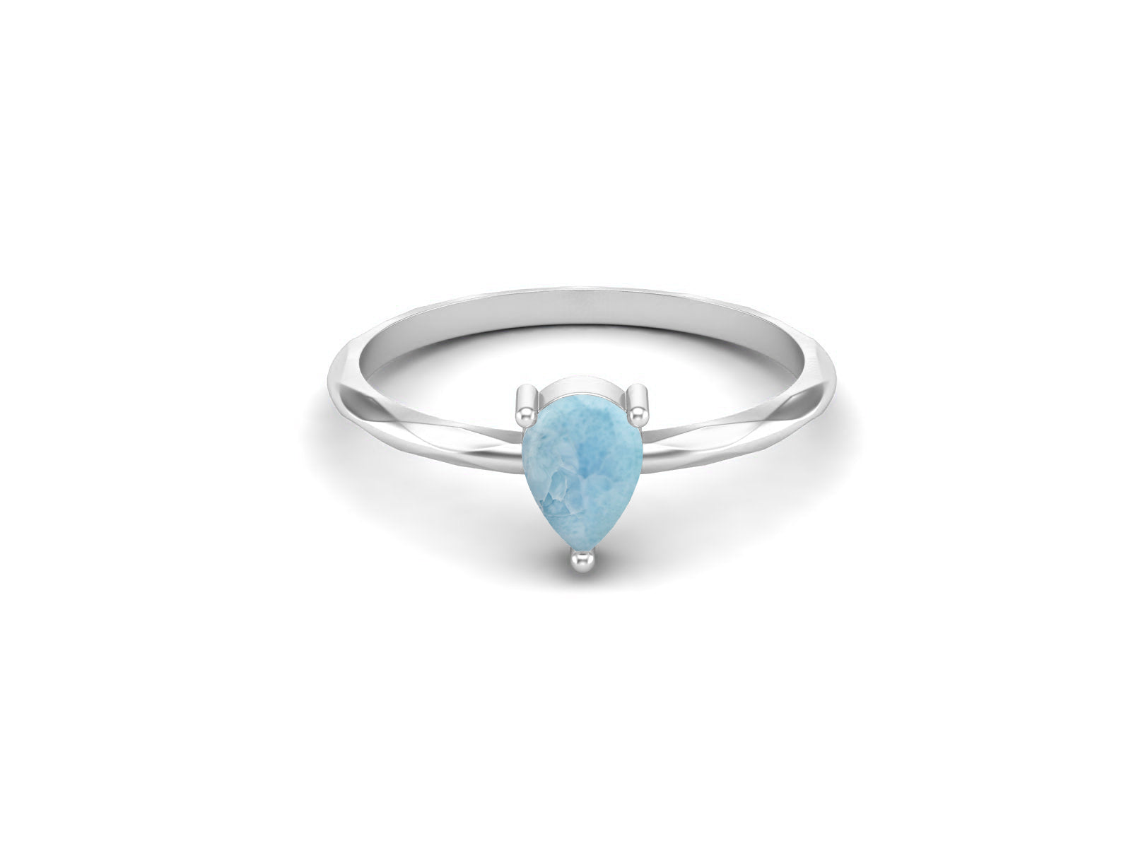 Larimar Minimalist Solitaire Ring - Sterling Silver