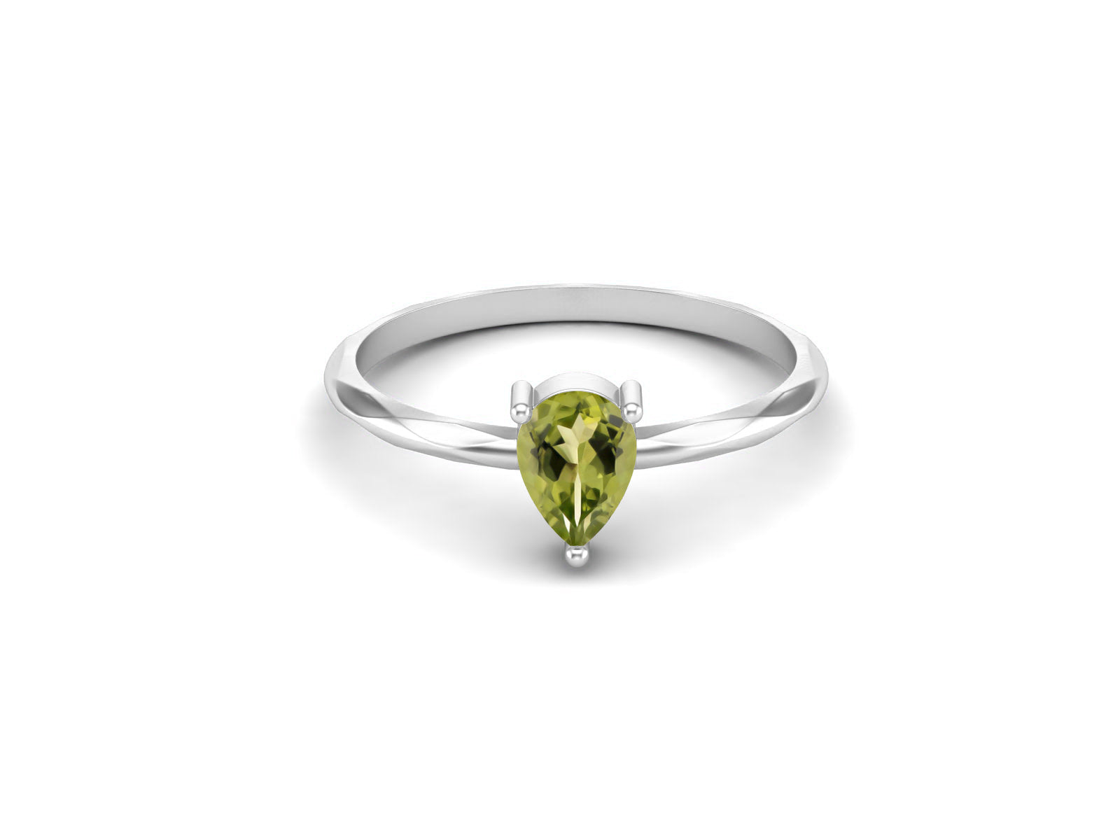 Peridot Minimalist Solitaire Ring - Sterling Silver
