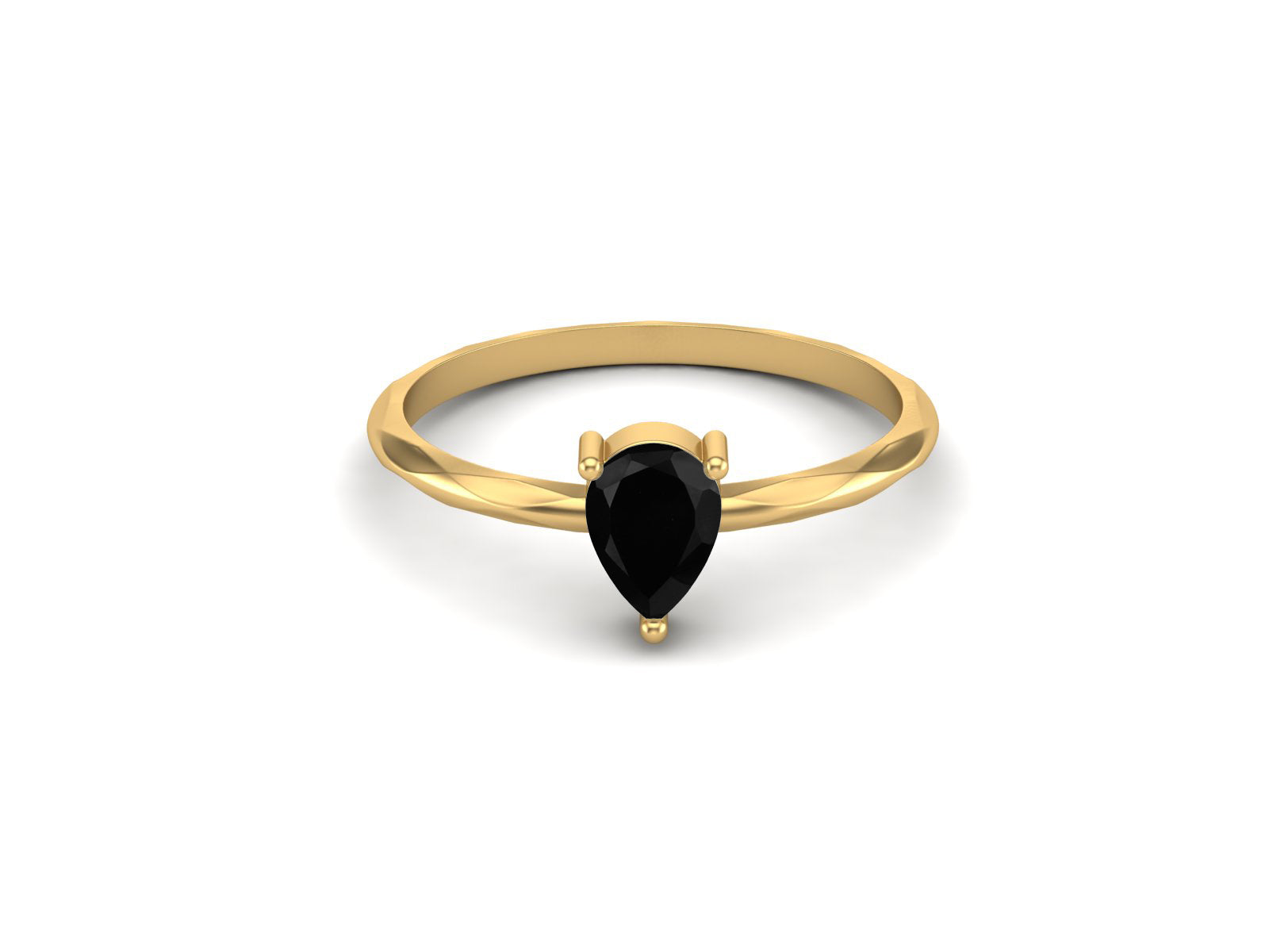 Black Spinel Minimalist Solitaire Ring - Sterling Silver