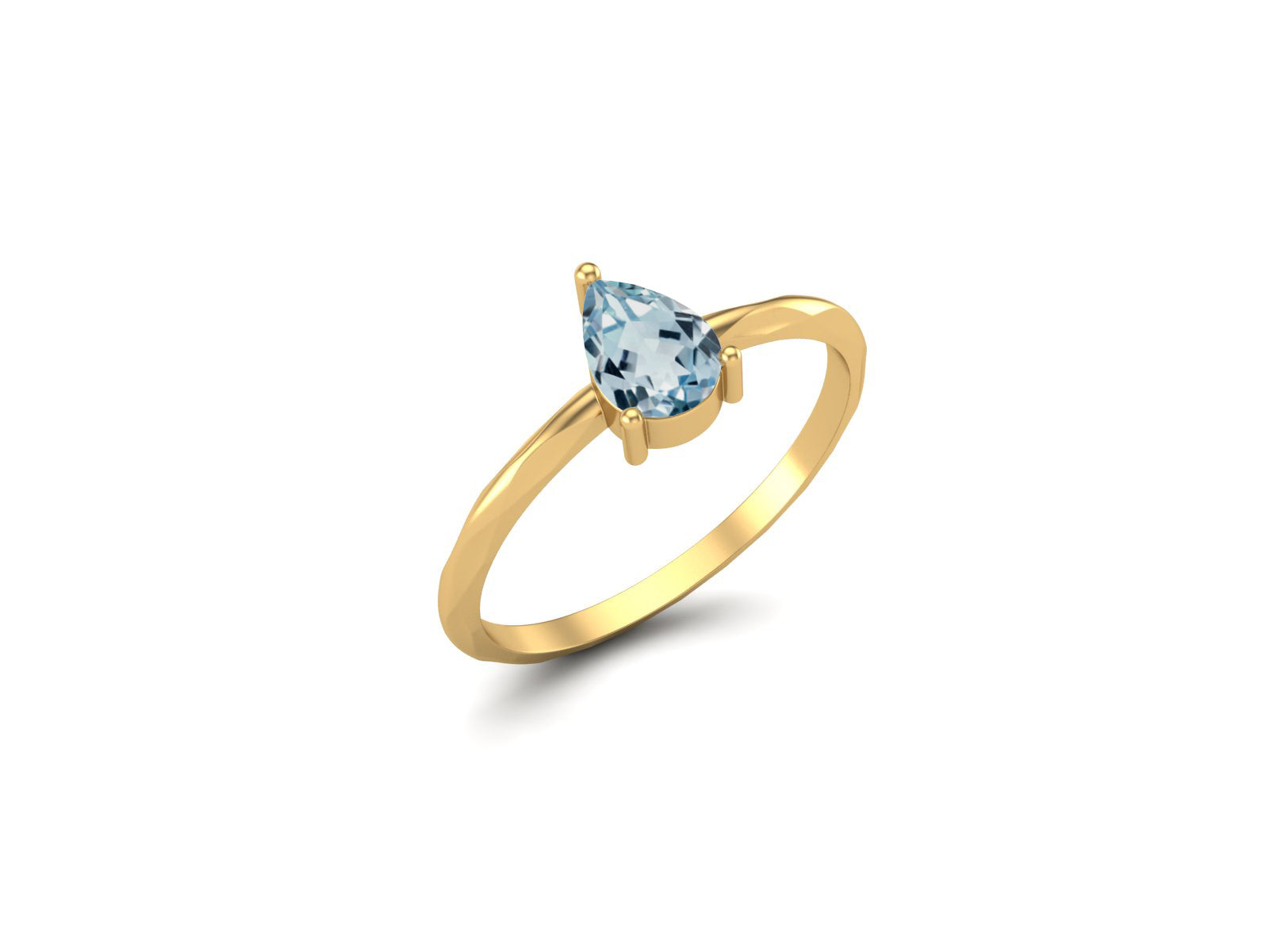 Blue Topaz Minimalist Solitaire Ring - Sterling Silver