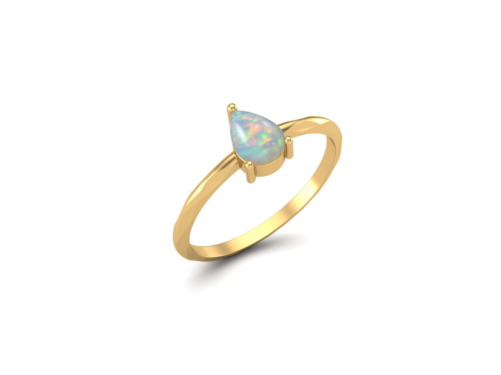 Opal Minimalist Solitaire Ring - Sterling Silver