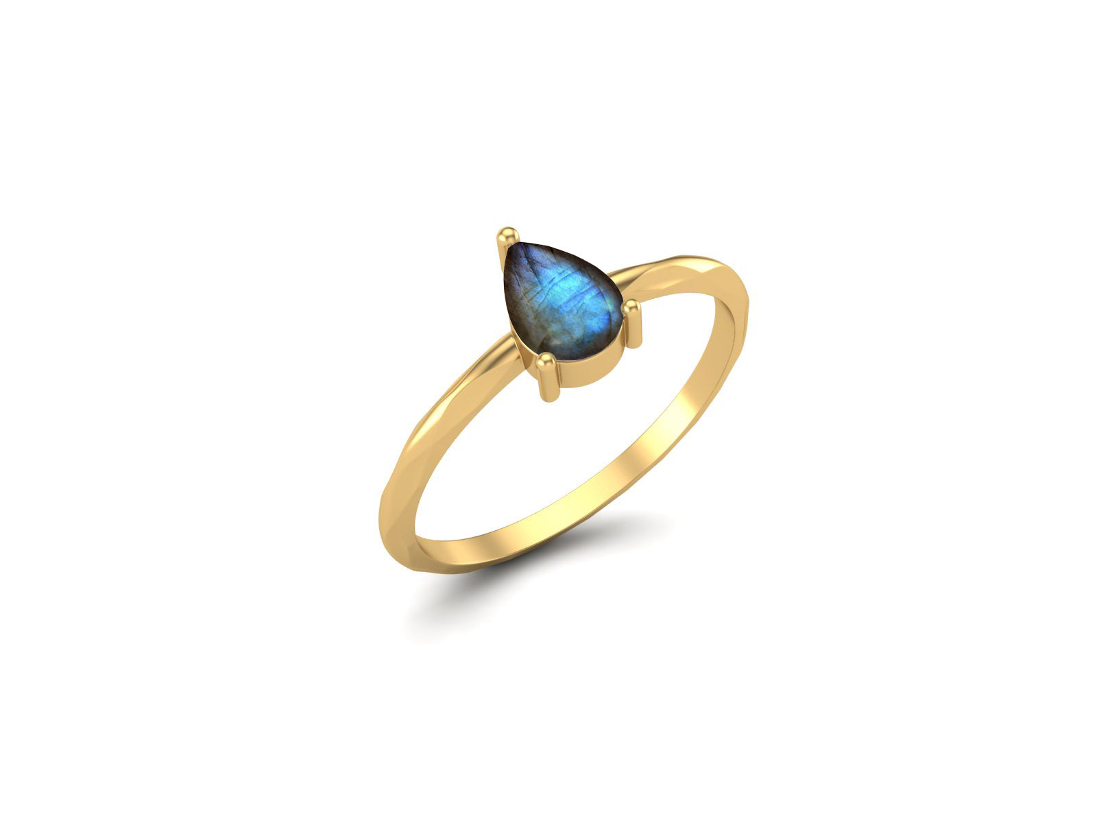 Labradorite Minimalist Solitaire Ring - Sterling Silver