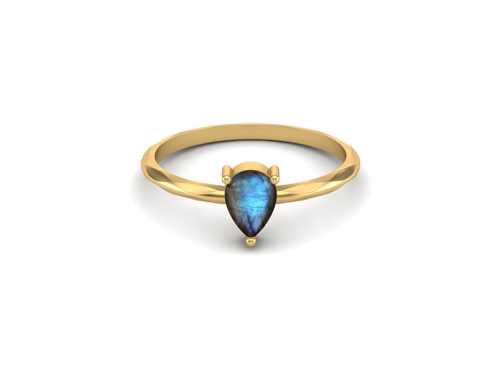 Labradorite Minimalist Solitaire Ring - Sterling Silver