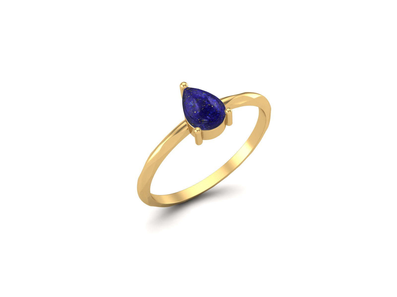 Lapis Lazuli Minimalist Solitaire Ring - Sterling Silver