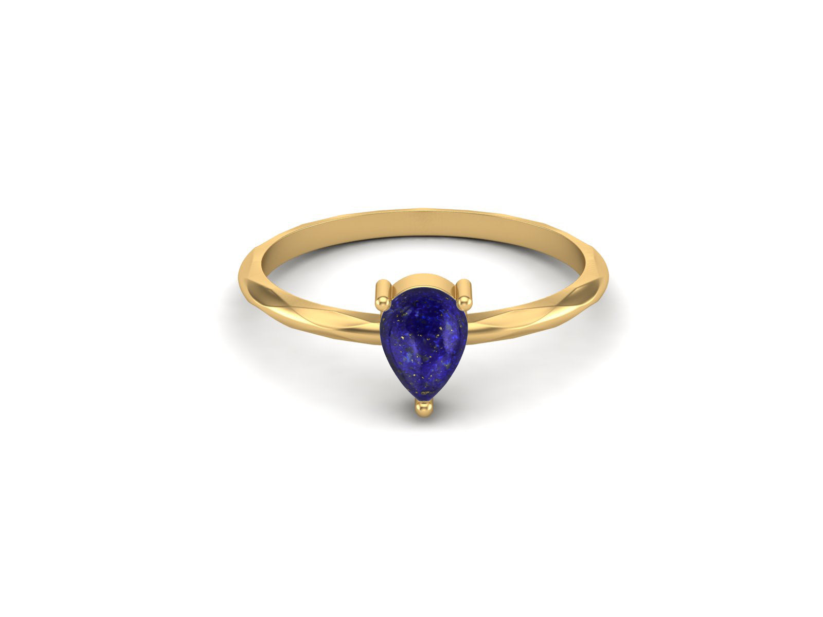 Lapis Lazuli Minimalist Solitaire Ring - Sterling Silver