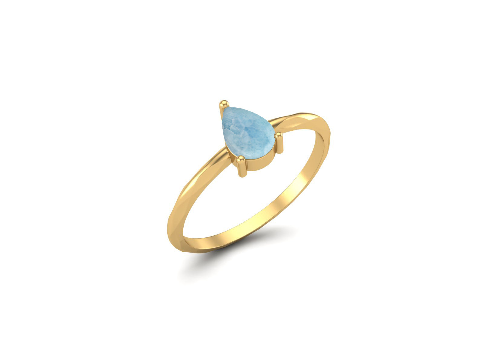 Larimar Minimalist Solitaire Ring - Sterling Silver