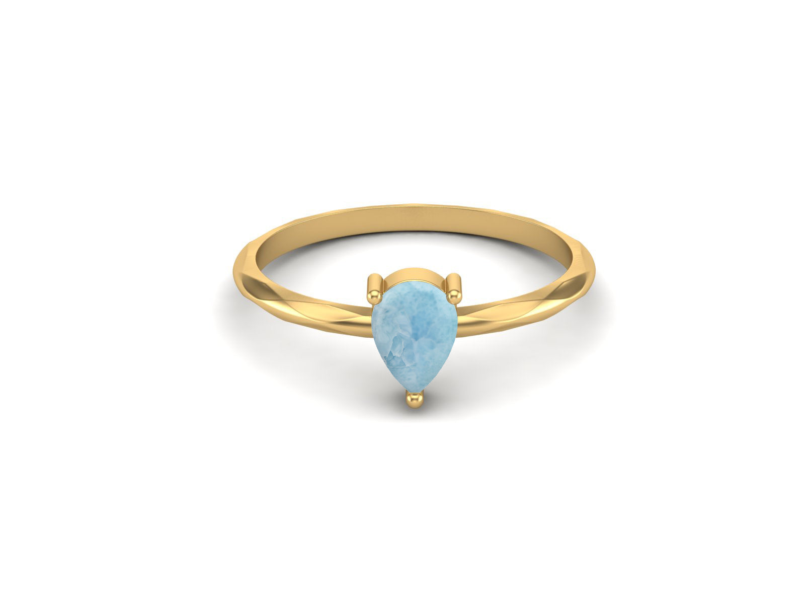 Larimar Minimalist Solitaire Ring - Sterling Silver