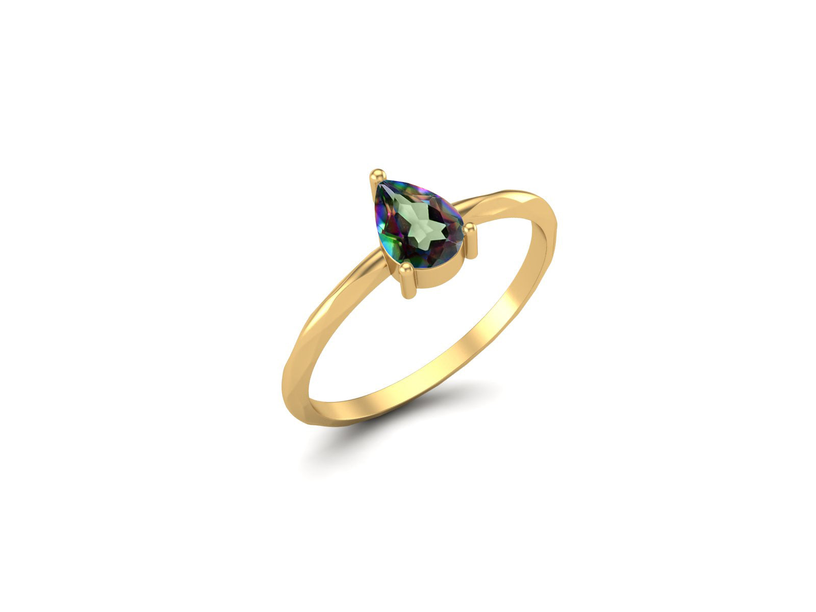Mystic Topaz Minimalist Solitaire Ring - Sterling Silver