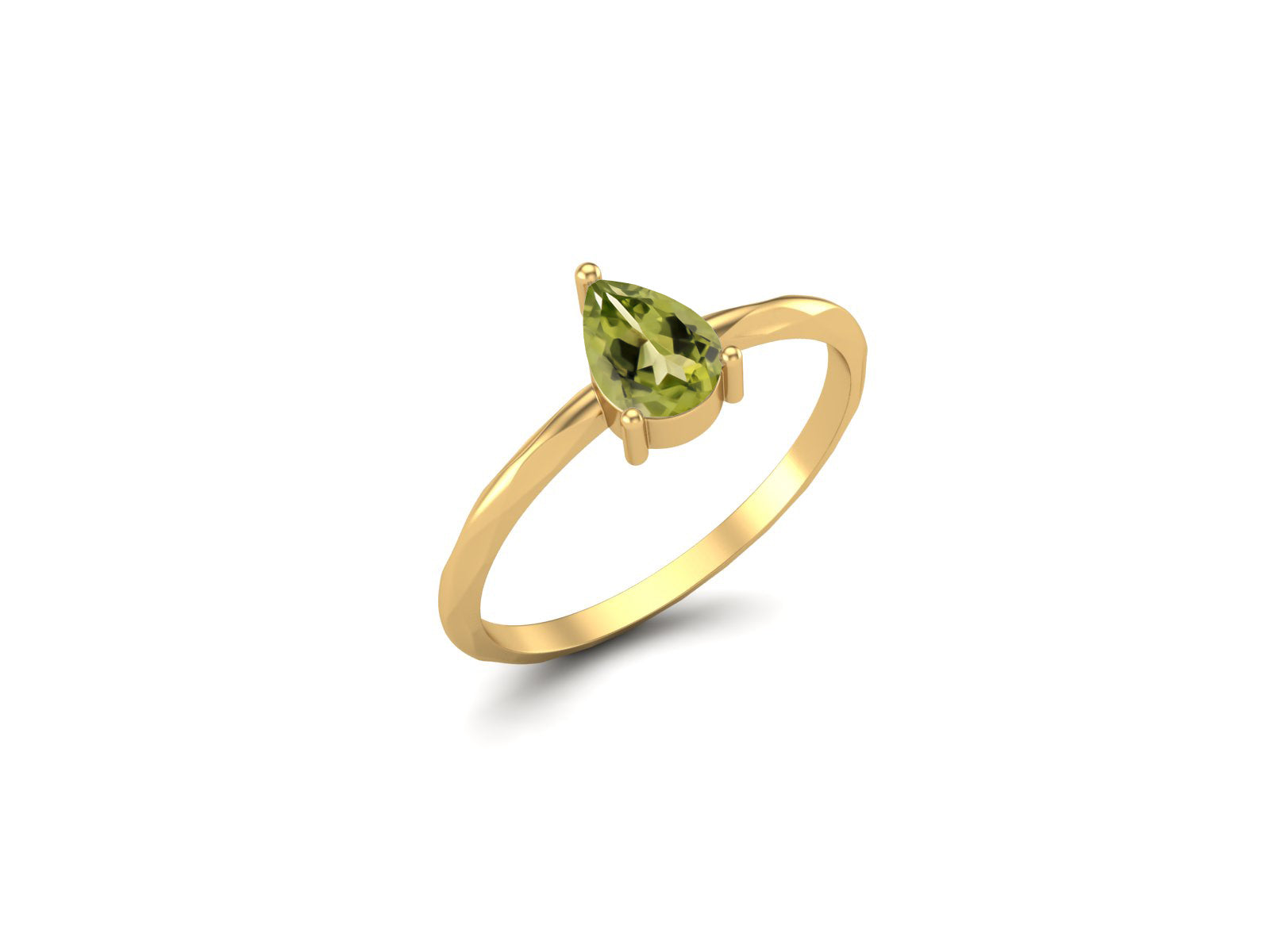 Peridot Minimalist Solitaire Ring - Sterling Silver