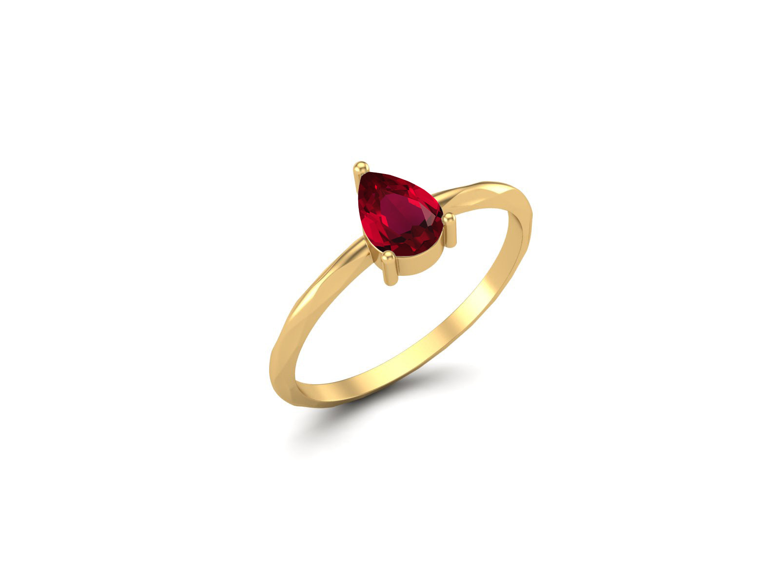 Ruby Pear-Shaped Twisted Band Ring - Sterling Silver