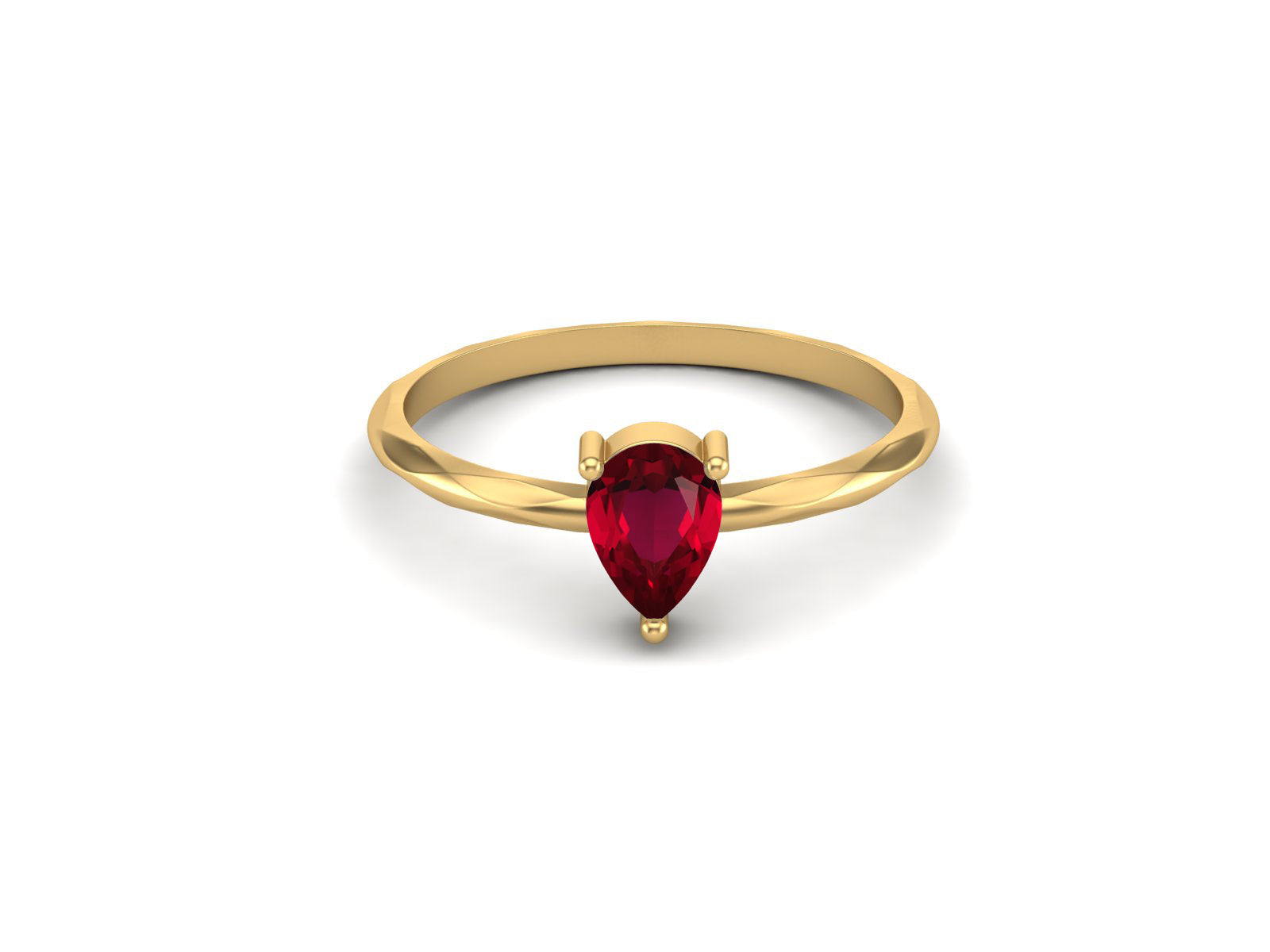 Ruby Pear-Shaped Twisted Band Ring - Sterling Silver