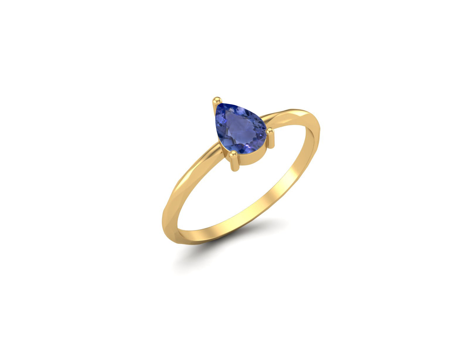 Tanzanite Minimalist Solitaire Ring - Sterling Silver