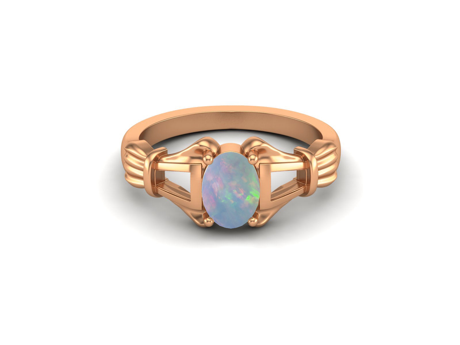 Anello di promessa in argento sterling 925 con opale, anello di nozze in stile Art Déco con opale, anello di fidanzamento in stile vintage con opale