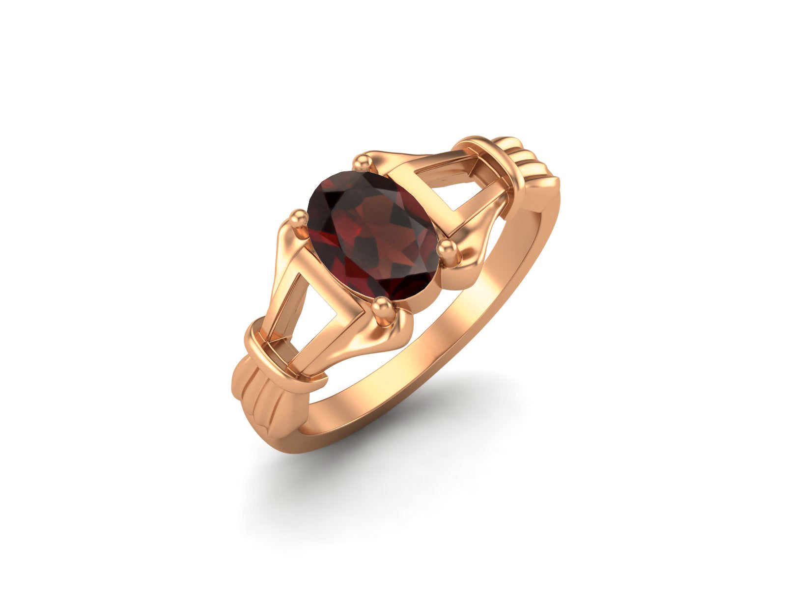 Garnet Baguette Accents Art Deco Ring – Sterling Silver