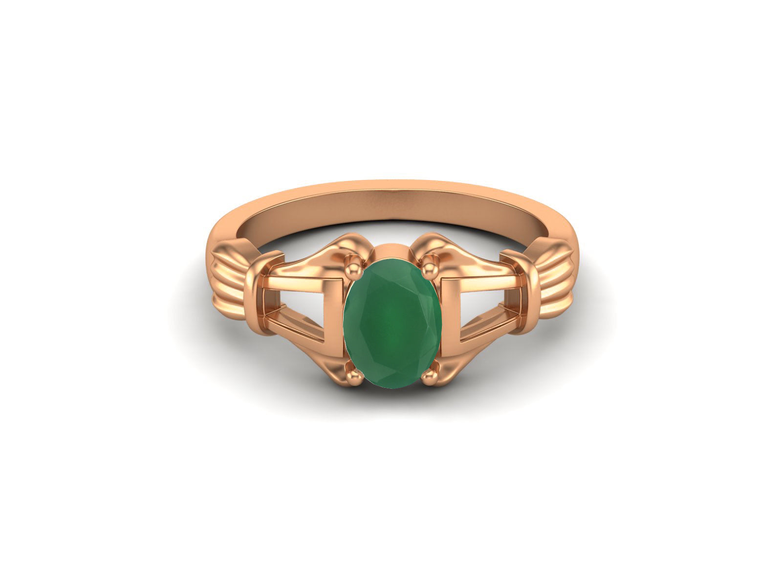 Green Onyx Vintage Art Deco Style Ring - Sterling Silver
