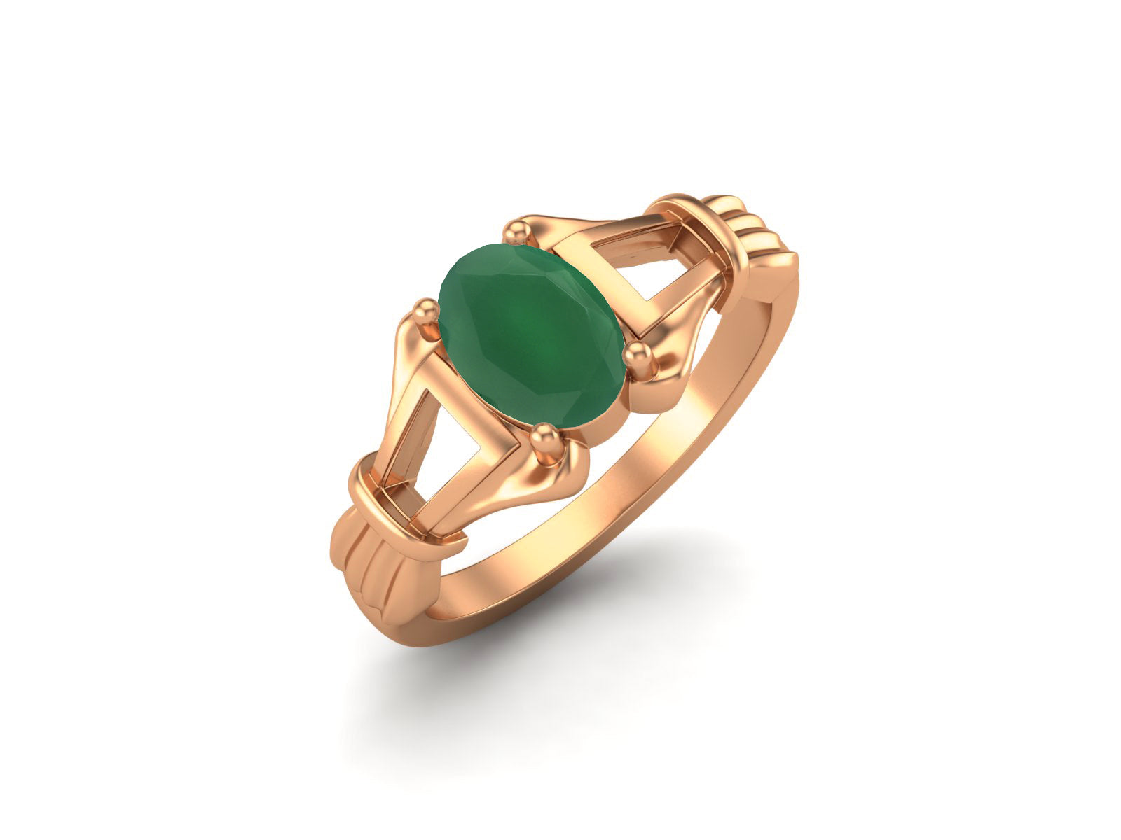 Green Onyx Vintage Art Deco Style Ring - Sterling Silver