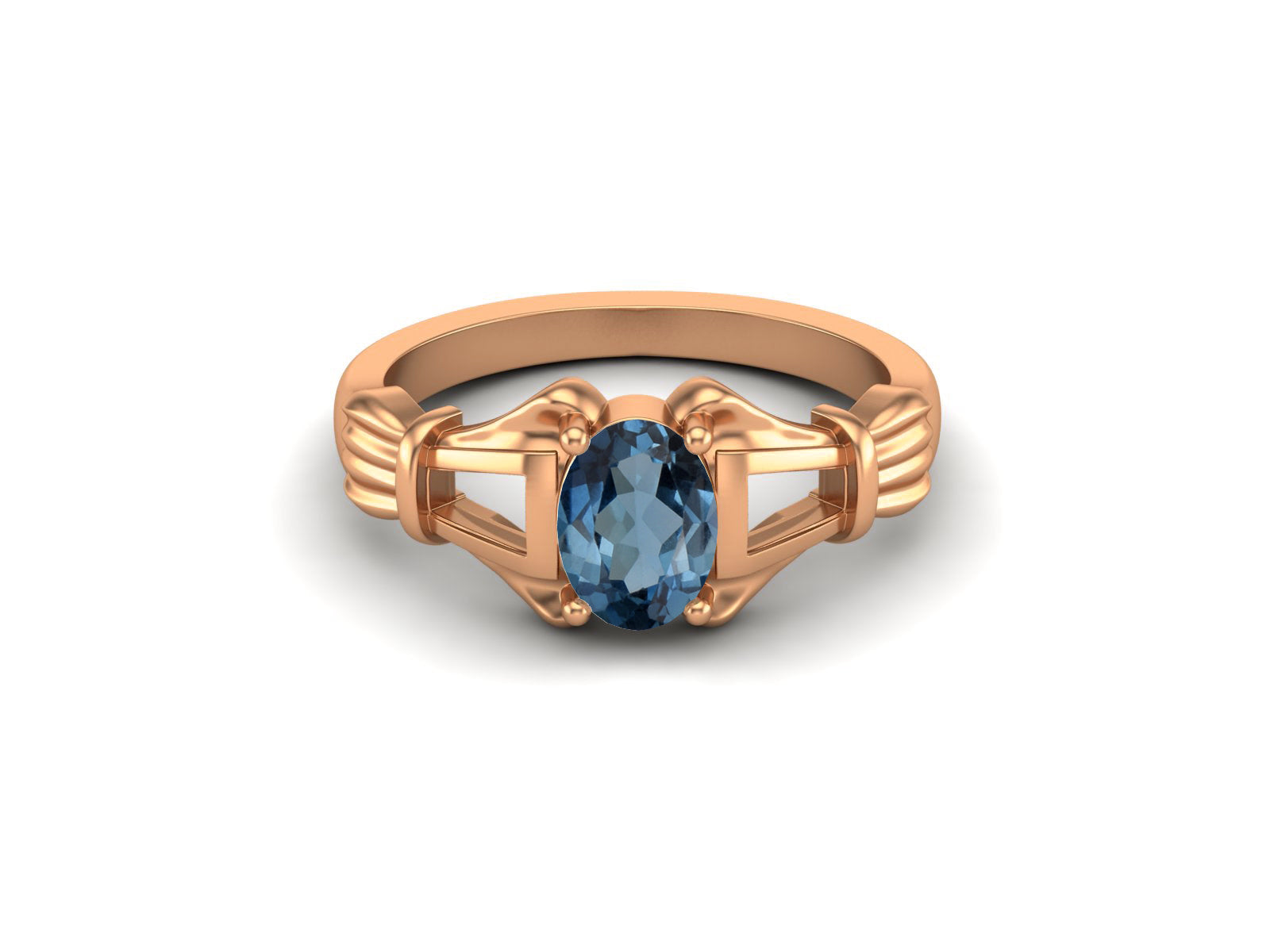 London Blue Topaz Art Deco Inspired Design Ring – Sterling Silver