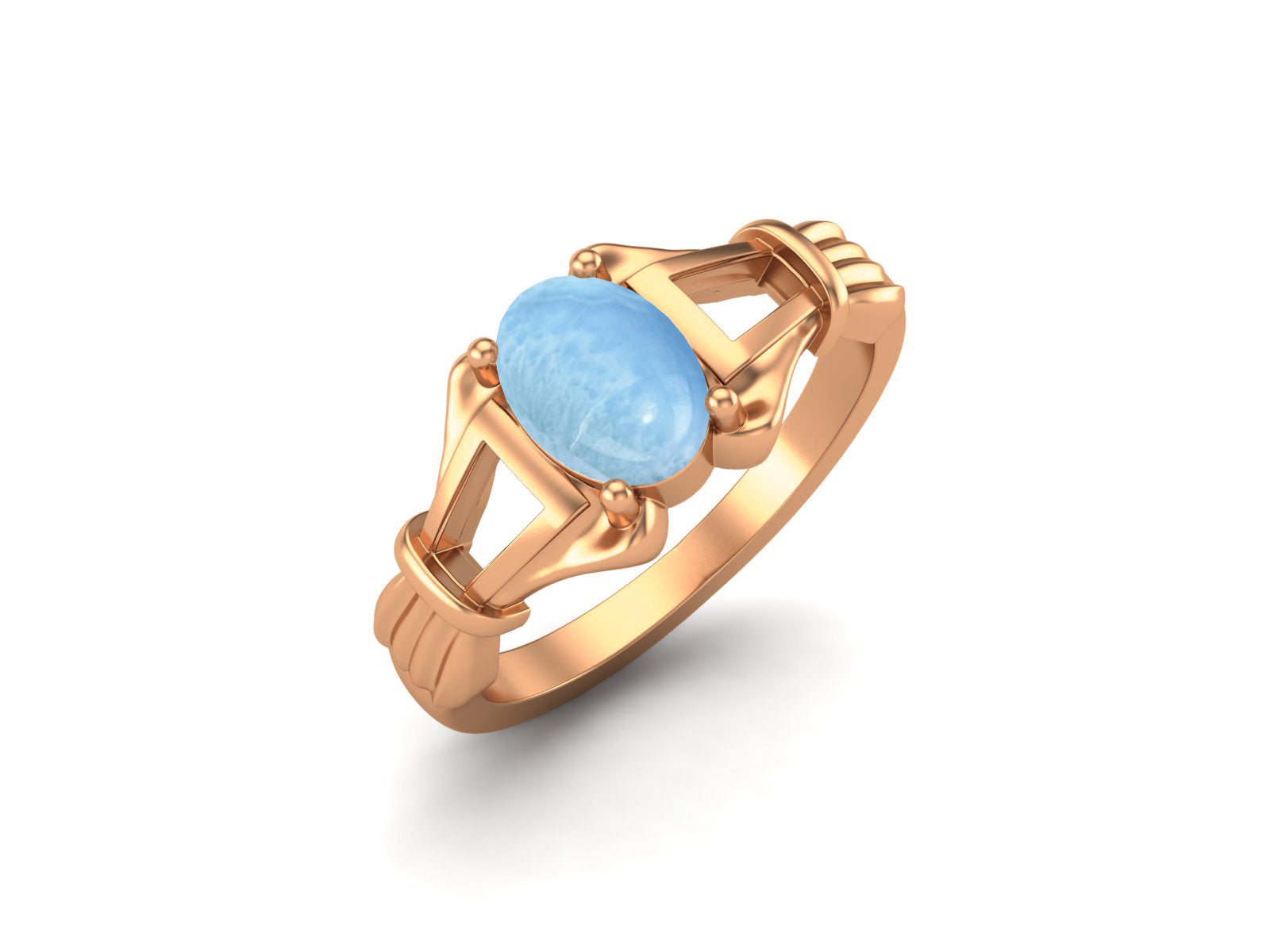 Larimar Vintage Art Deco Style Ring - Sterling Silver
