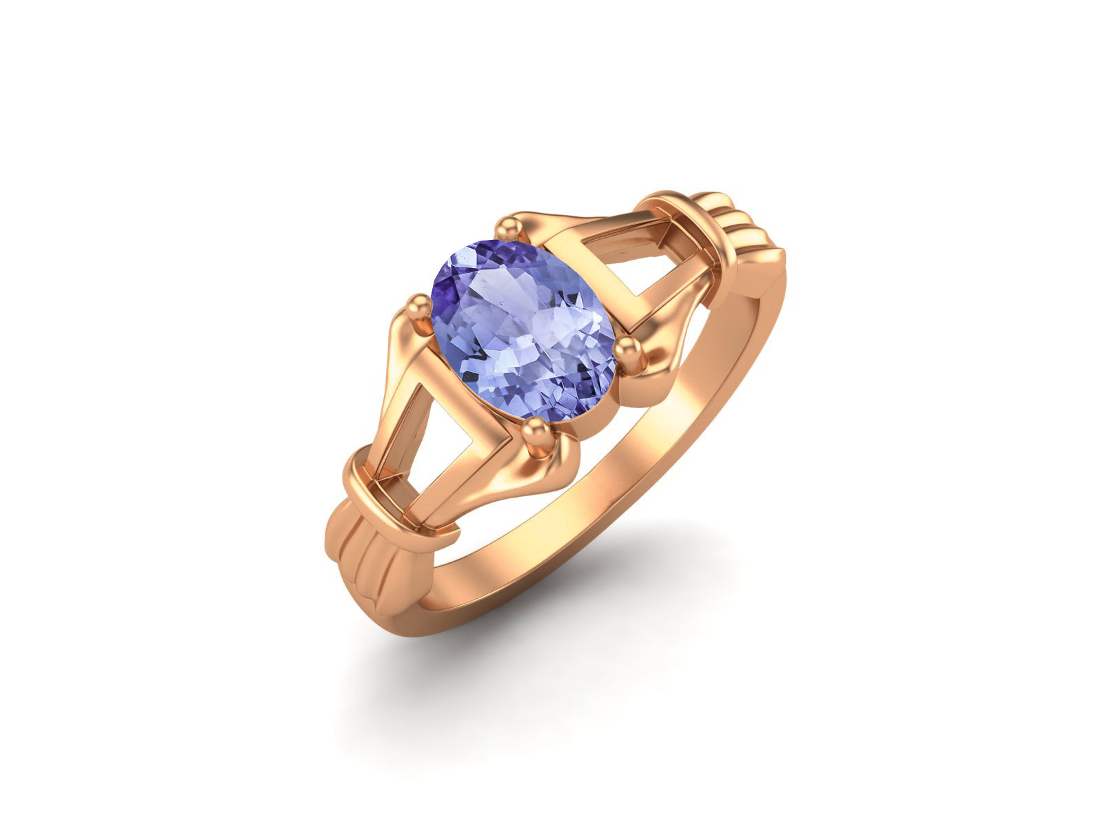 Anello di fidanzamento con pietra preziosa ovale in argento sterling 925 con tanzanite