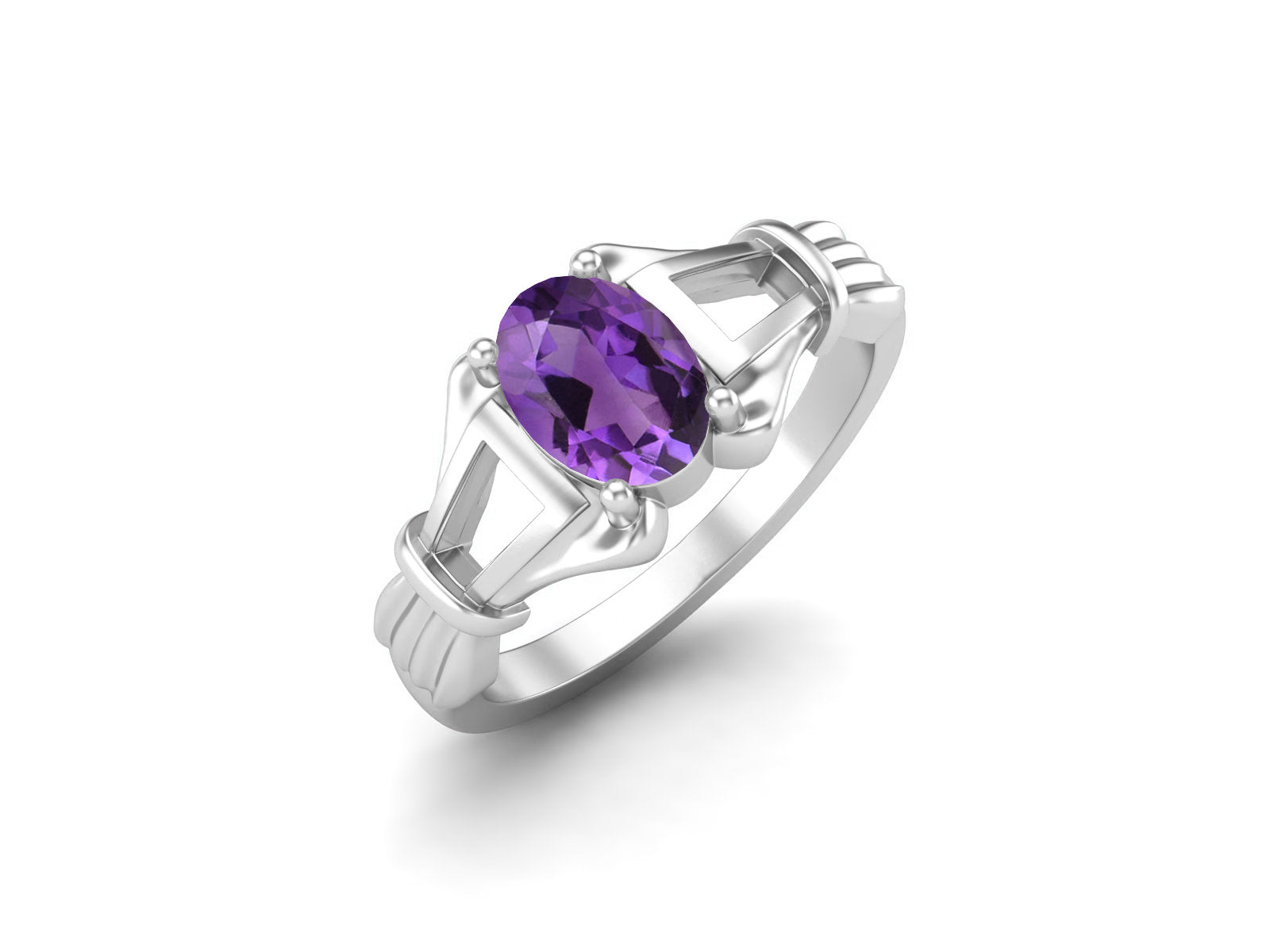 Anello in ametista con design ispirato all'Art Déco - Argento Sterling