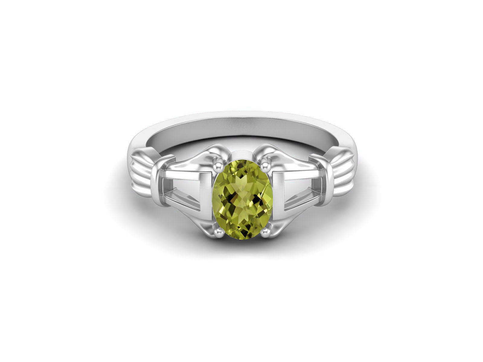 Peridot Vintage Art Deco Style Ring - Sterling Silver