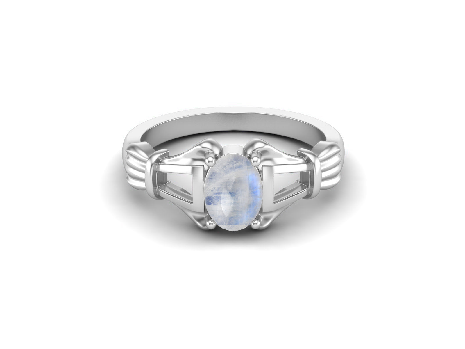 Moonstone Vintage Art Deco Style Ring - Sterling Silver