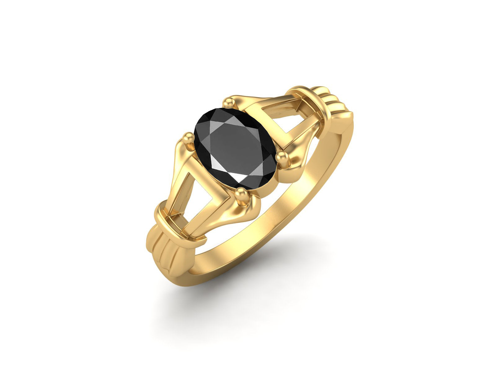Black Spinel Vintage Art Deco Style Ring - Sterling Silver