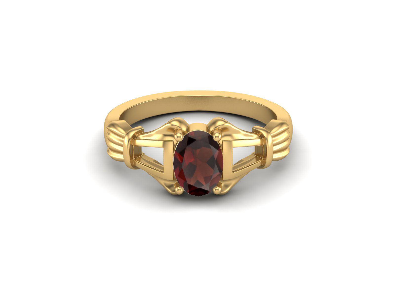 Garnet Baguette Accents Art Deco Ring – Sterling Silver