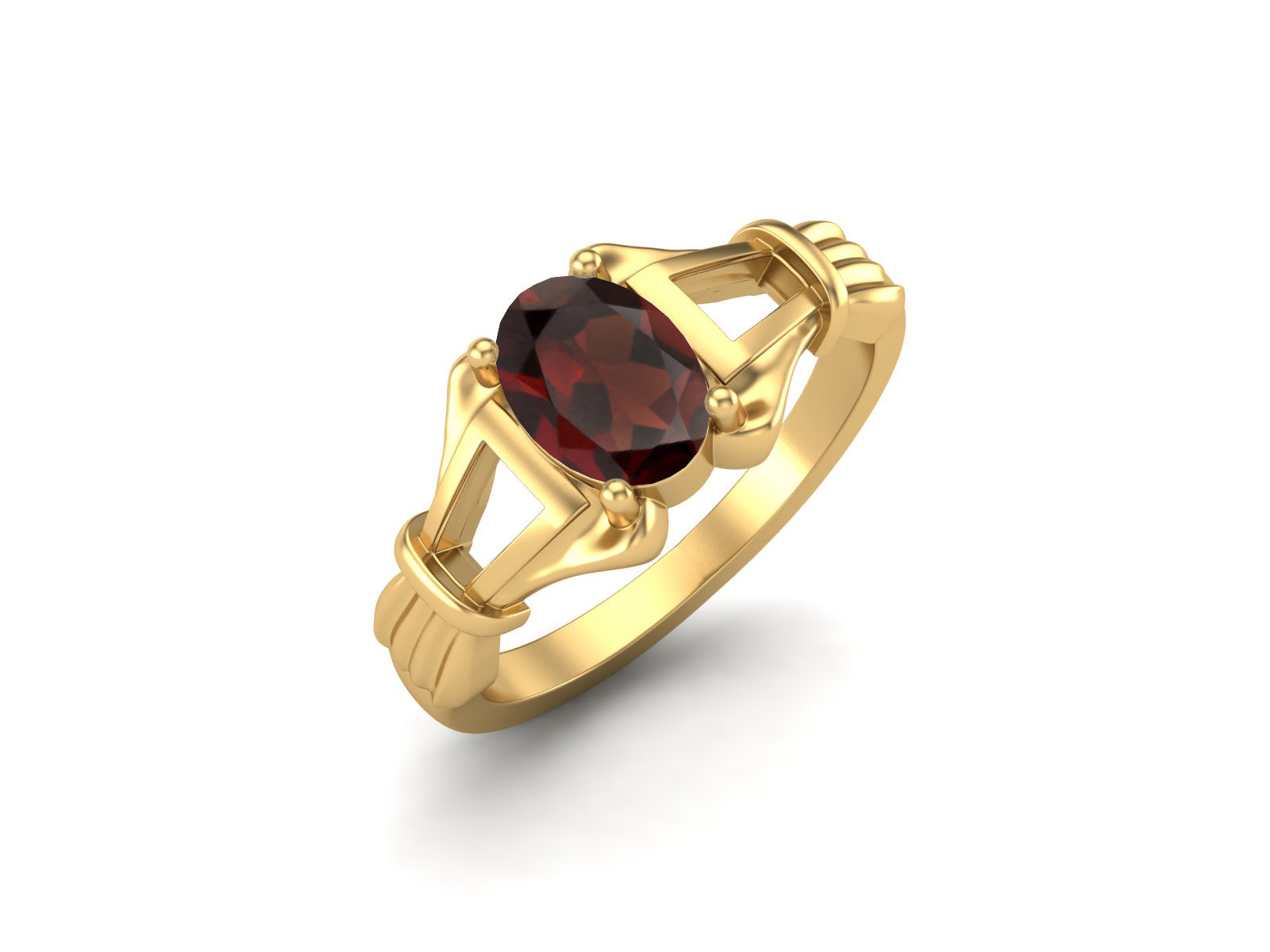 Garnet Baguette Accents Art Deco Ring – Sterling Silver
