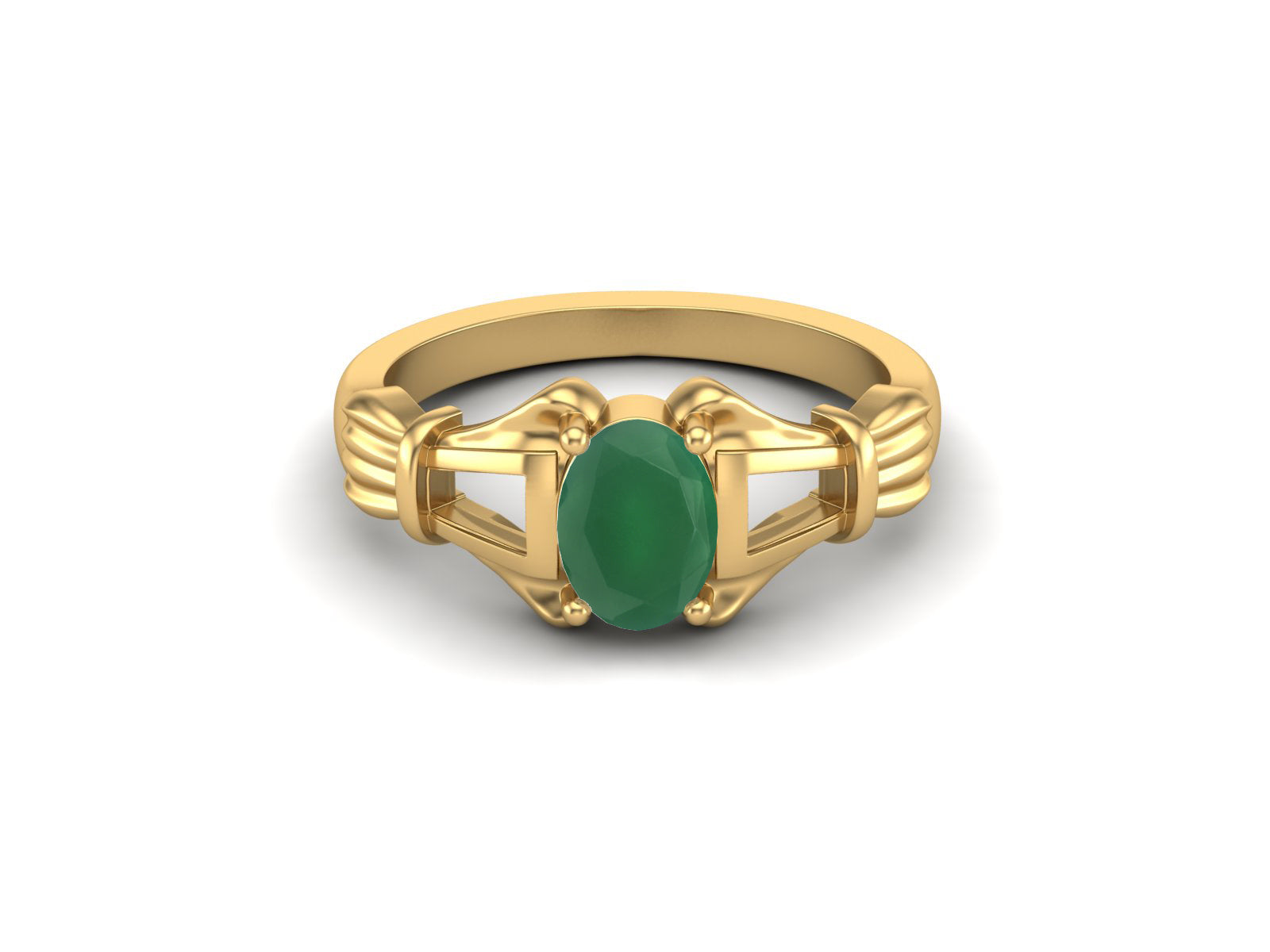 Green Onyx Vintage Art Deco Style Ring - Sterling Silver