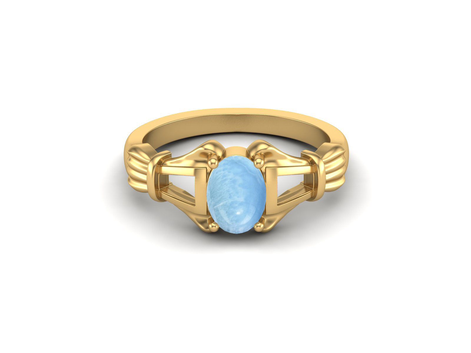 Larimar Vintage Art Deco Style Ring - Sterling Silver