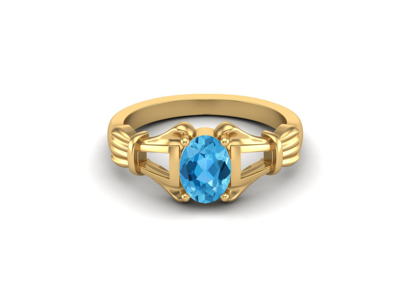 Anello di nozze con topazio blu svizzero naturale, anello di anniversario nuziale in stile antico, anello di promessa unico